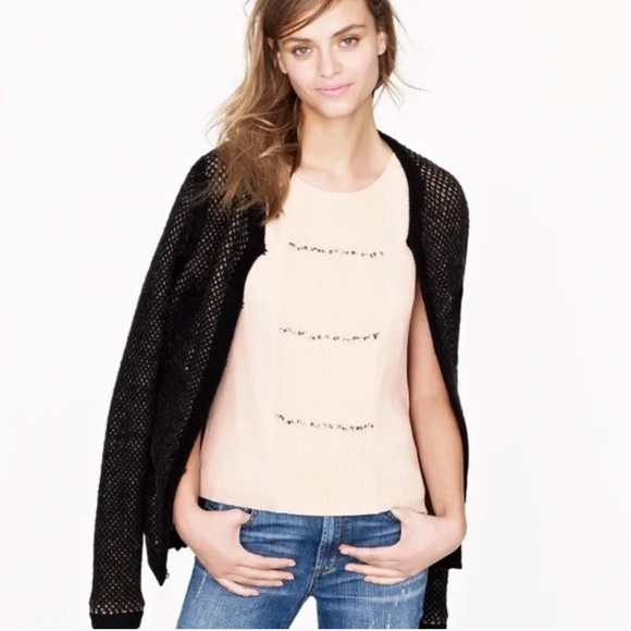 J Crew Sleeveless Chiffon Jewel Embellished Blouse